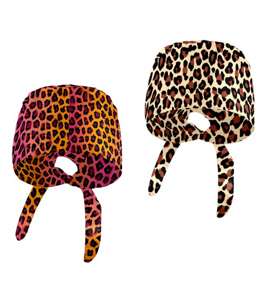 Leopard print scrub caps with sweatband for nurses