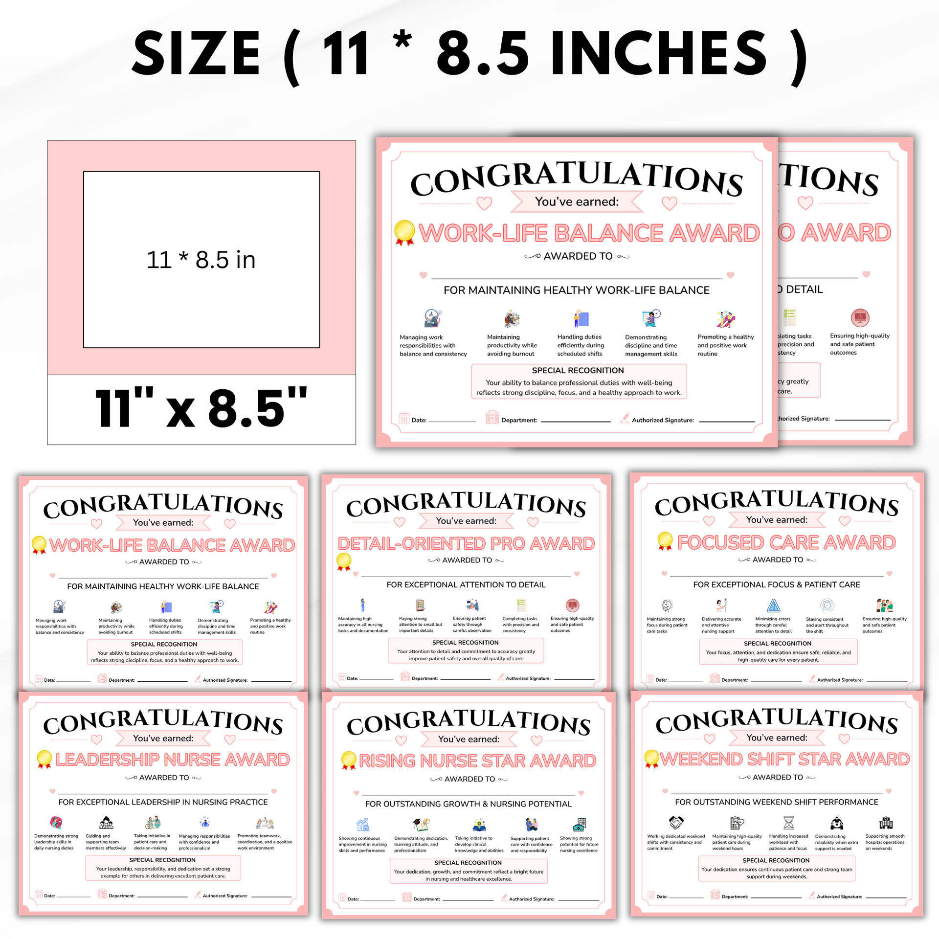 Nurse Award Certificates PDF | Printable Nursing Staff Awards | Nurse Appreciation Certificates | Editable Template Download