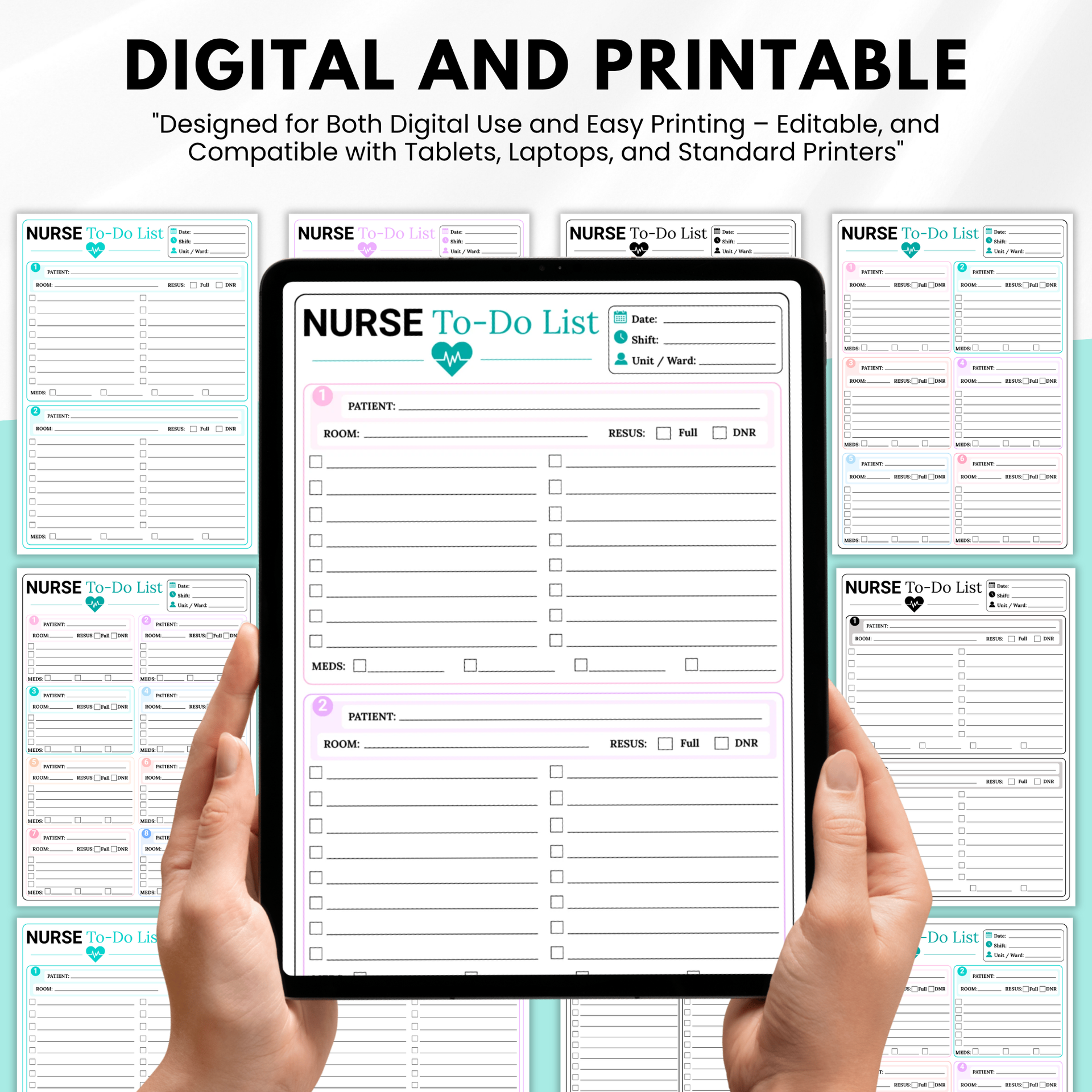 Nurse to Do List Printable, Nurse Report Sheet, Nursing Student Planner, Shift Report Template, Patient Care Organizer, RN Brain Sheet PDF