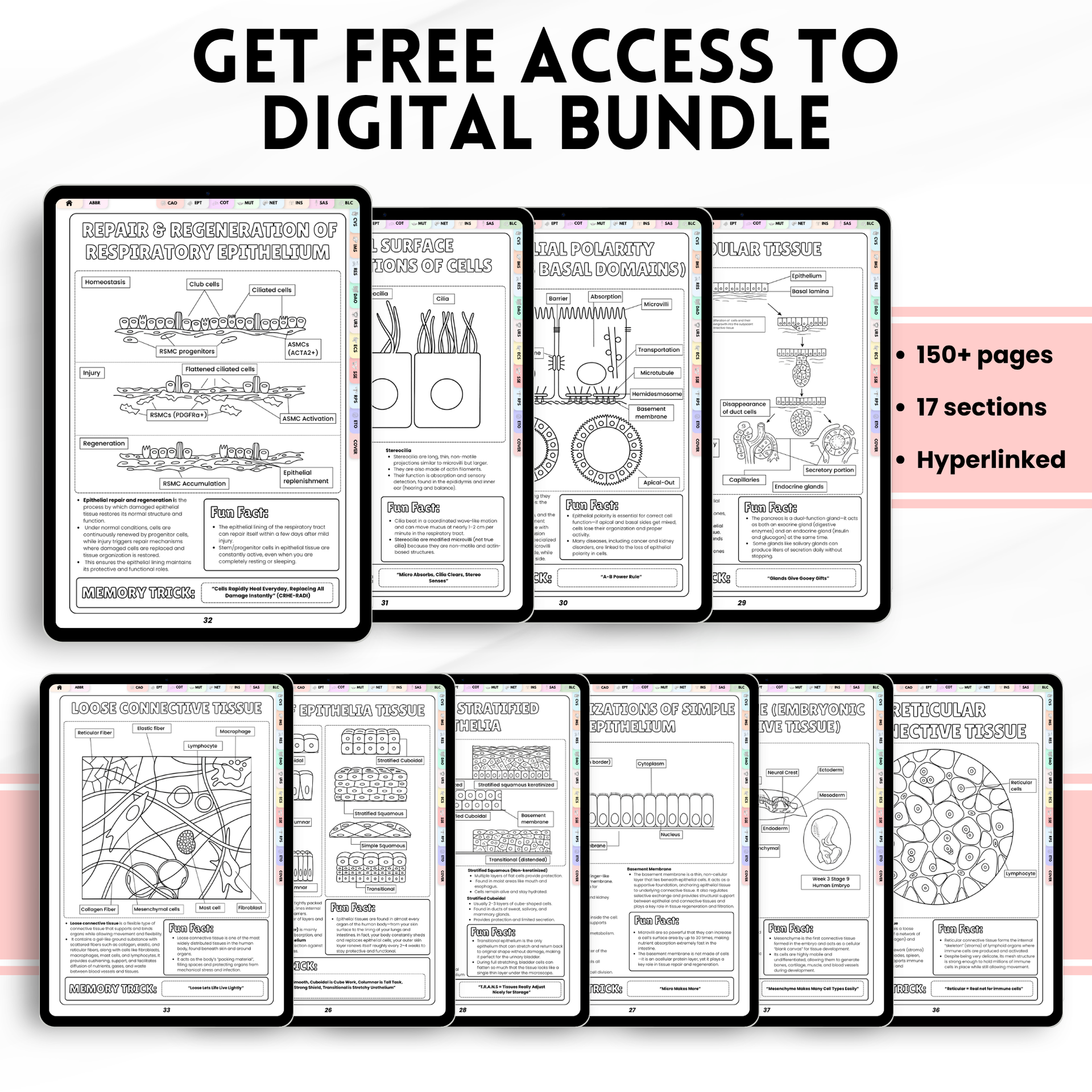 Nursing Student Histology Coloring Book Spiral Bound, Anatomy Study Guide, Medical School Tissue Cell Physical Workbook Gift