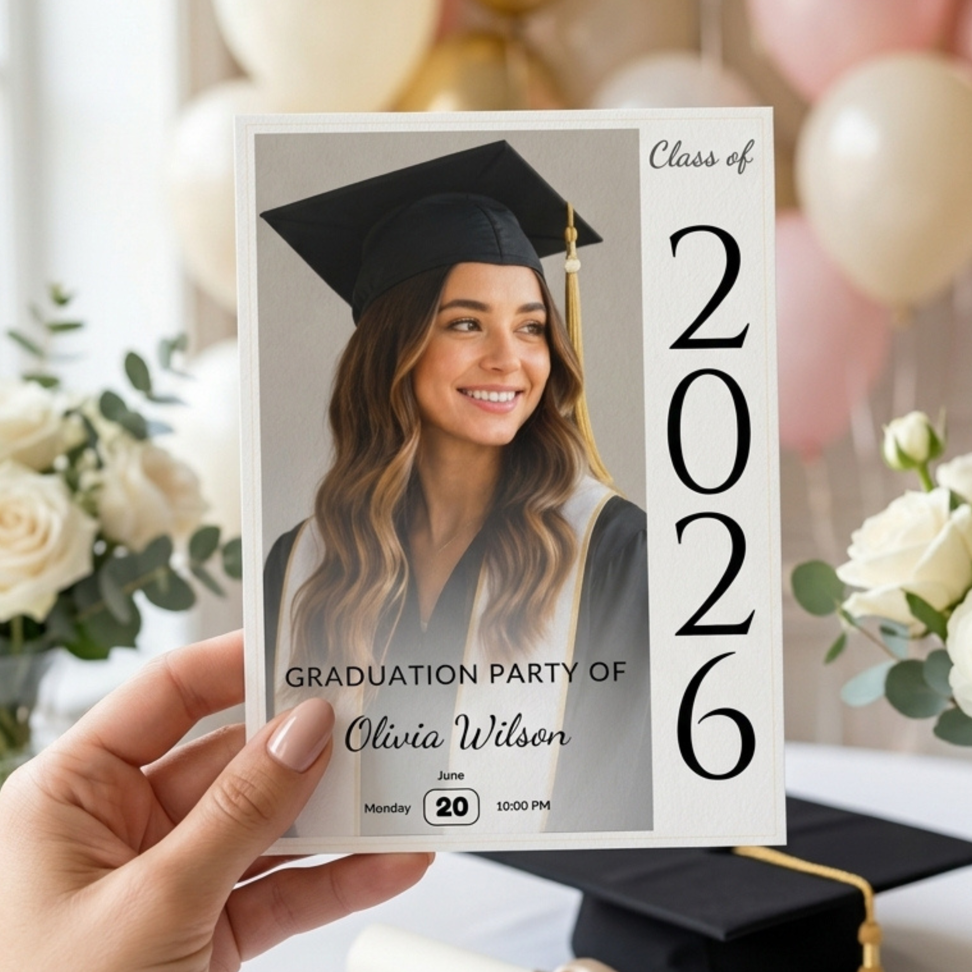 Graduation Party Invitation Template, Photo Invite, Editable in Canva, Instant Download, Print at Home in Minutes