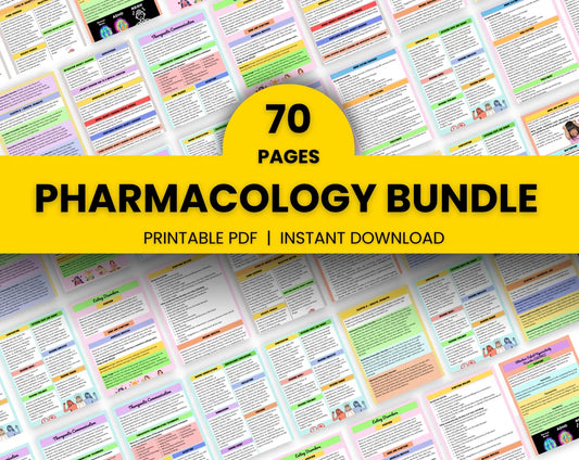 Pharmacology Bundle | Nursing School Notes | Pharmacology Notes Printable 70 pages | Nurse Report Sheet | Medication Guide