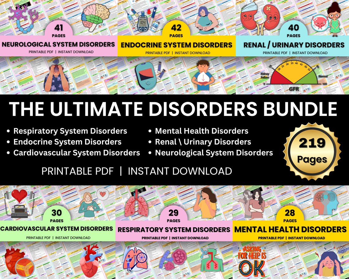 The Ultimate Disorder Bundle 219 Page | Cardiovascular | Mental Health | Urinary | Respiratory | Endocrine | Neurological | Instant Download