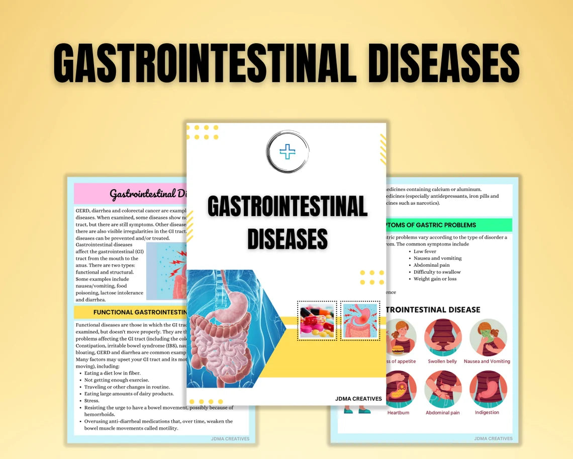 Gastrointestinal Disorder Bundle 33 Pages | Nursing Study Sheet | Digestive System | Digital Download | Student Study Guides | Nursing Notes