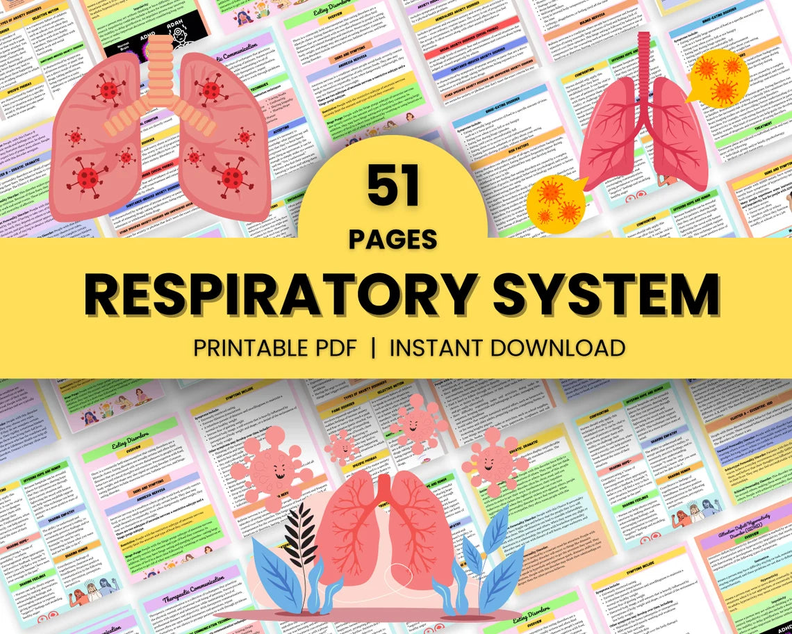 Respiratory System Bundle 51 pages | Med Surg Nursing Study | Instant Download | Respiratory med surg | PDF