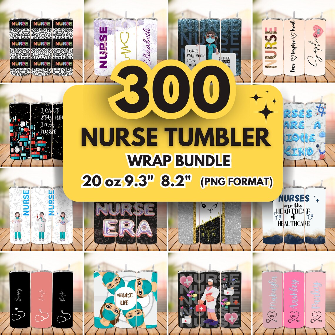 300+Nurse Tumbler Wrap Bundle | 20 oz Skinny Tumber Wrap | Medical Sublimation Designs Wrap | Instant Download | Nurse Life Wrap PNG