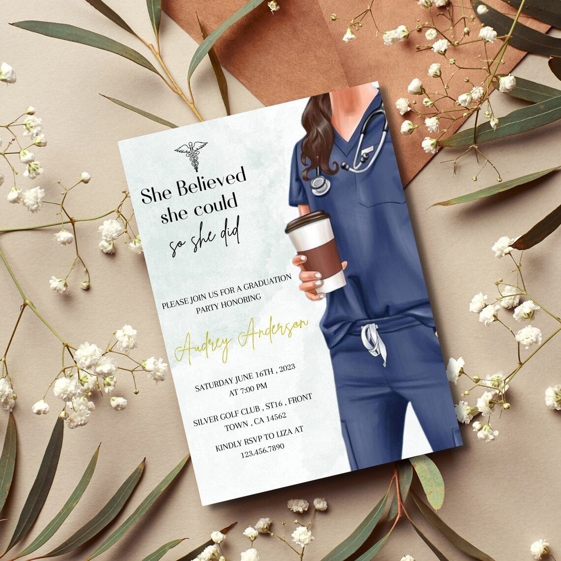 Nurse Graduation Invitation | Editable & Printable Template | Nurse Invite | Digital Download | Medical Invite | Graduation Announcement