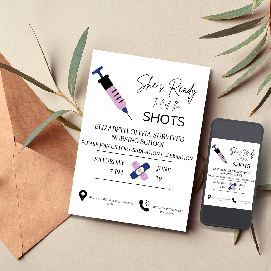 Nurse Graduation Invitation | Editable & Printable Template | Nurse Invite | Digital Download | Medical Invite | Graduation Announcement