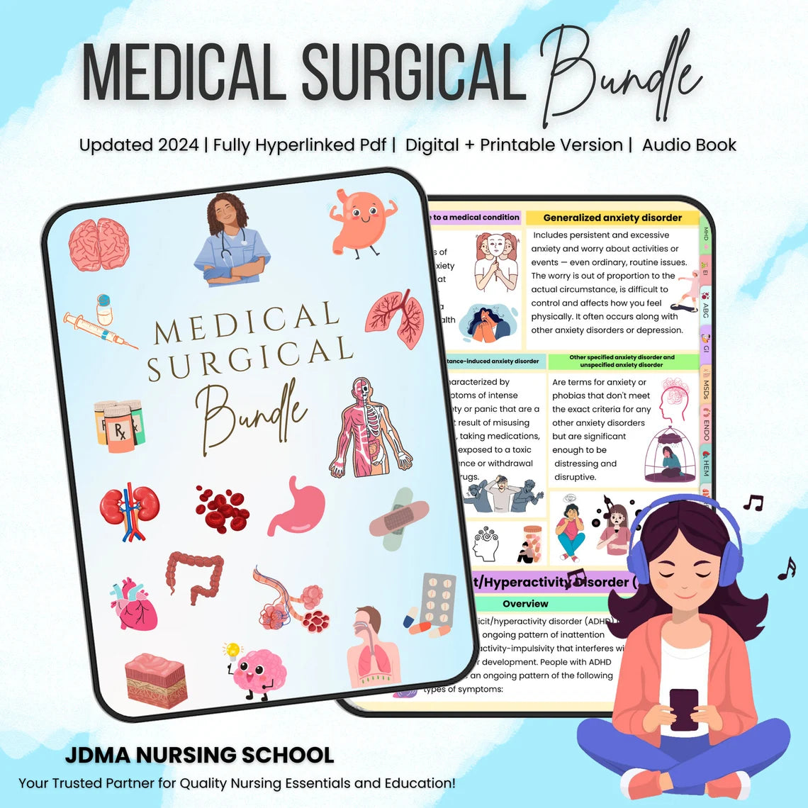 Medical Surgical Bundle fully Hyperlinked With Audio Book | Updated 25-26 | Med Surg Notes | Nursing Study Guide | Med-Surg | Nursing School