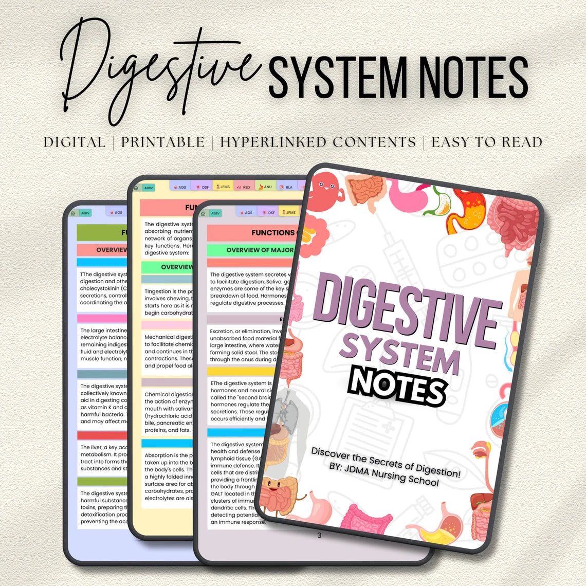Digestive System Bundle with Flashcards, SVG’s, Quiz or Sticker | Human Body Study | Nursing Study Guide | Nursing School | Medical Sticker