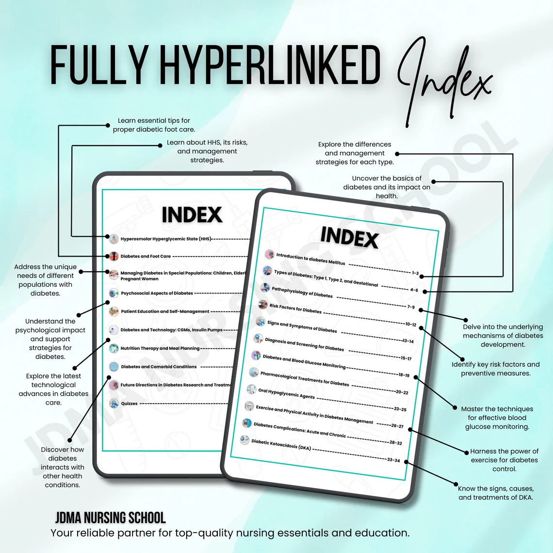 Diabetes Study Guide Bundle with Flashcard, Sticker, SVG's, Quiz | Nursing Study Notes | Medication Guide | Insulin Guide