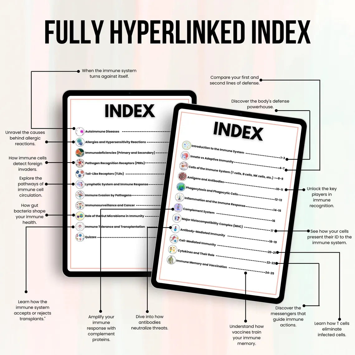 Immune System Notes Hyperlinked with Flashcards or Stickers | Nursing School Notes | Nursing Study Guide | Exam Prep Notes