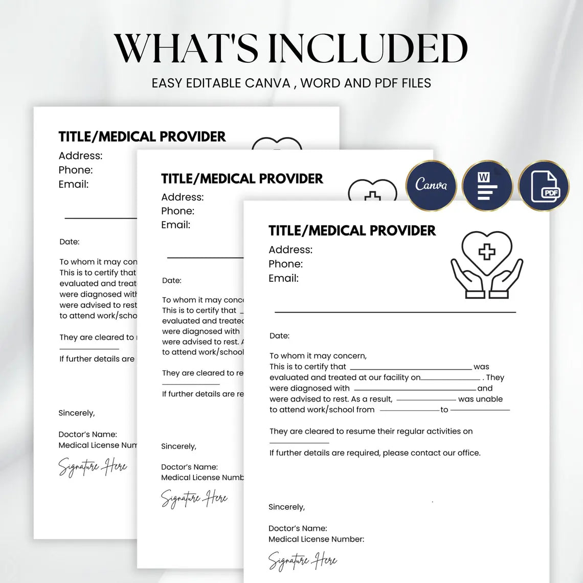 Editable Doctor's Excuse Letter, Excuse Note Template, Medical Excuse Note, Doctor's Excuse, A4 and US Letter Size, Instant Editable File