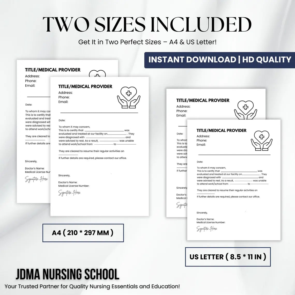 Editable Doctor's Excuse Letter, Excuse Note Template, Medical Excuse Note, Doctor's Excuse, A4 and US Letter Size, Instant Editable File