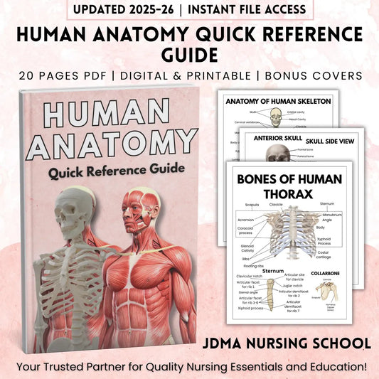 Anatomy human, Human Anatomy Guide for Nursing Students, Included Bonus Covers, Human Body Systems, Digital & Printable