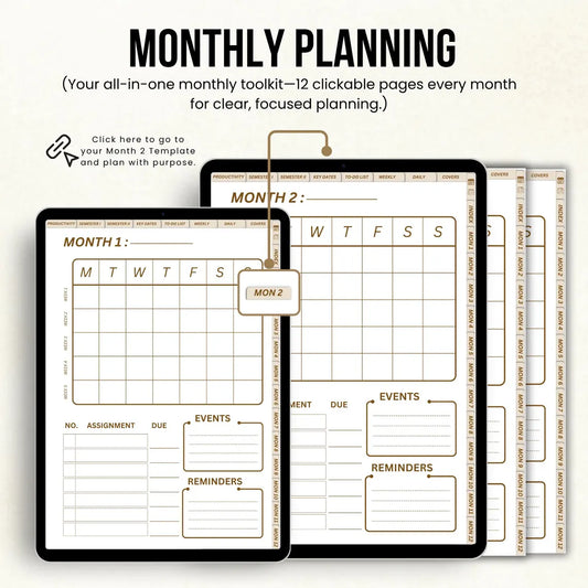 575+ Digital Student Planner Fully Hyperlinked, Planner Pages, Planner For Busy Students, Aesthetic Student Planner, Study Planner PDF