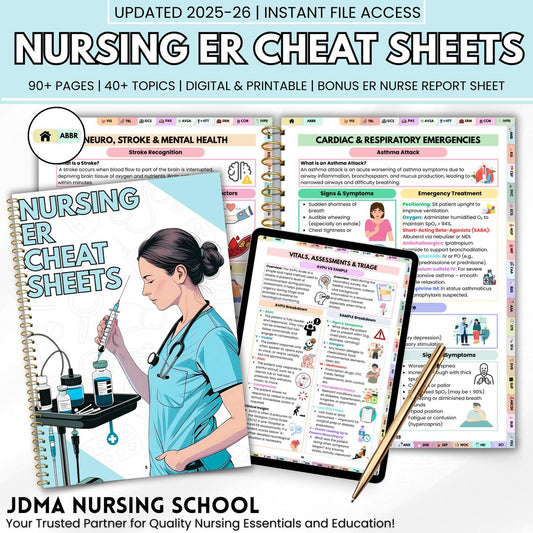 Nursing ER Cheat Sheet Fully Hyperlinked, 40+ Topics, Bonus Covers Included, Er Study Guide, ER Nursing Resources, ER Study Tool