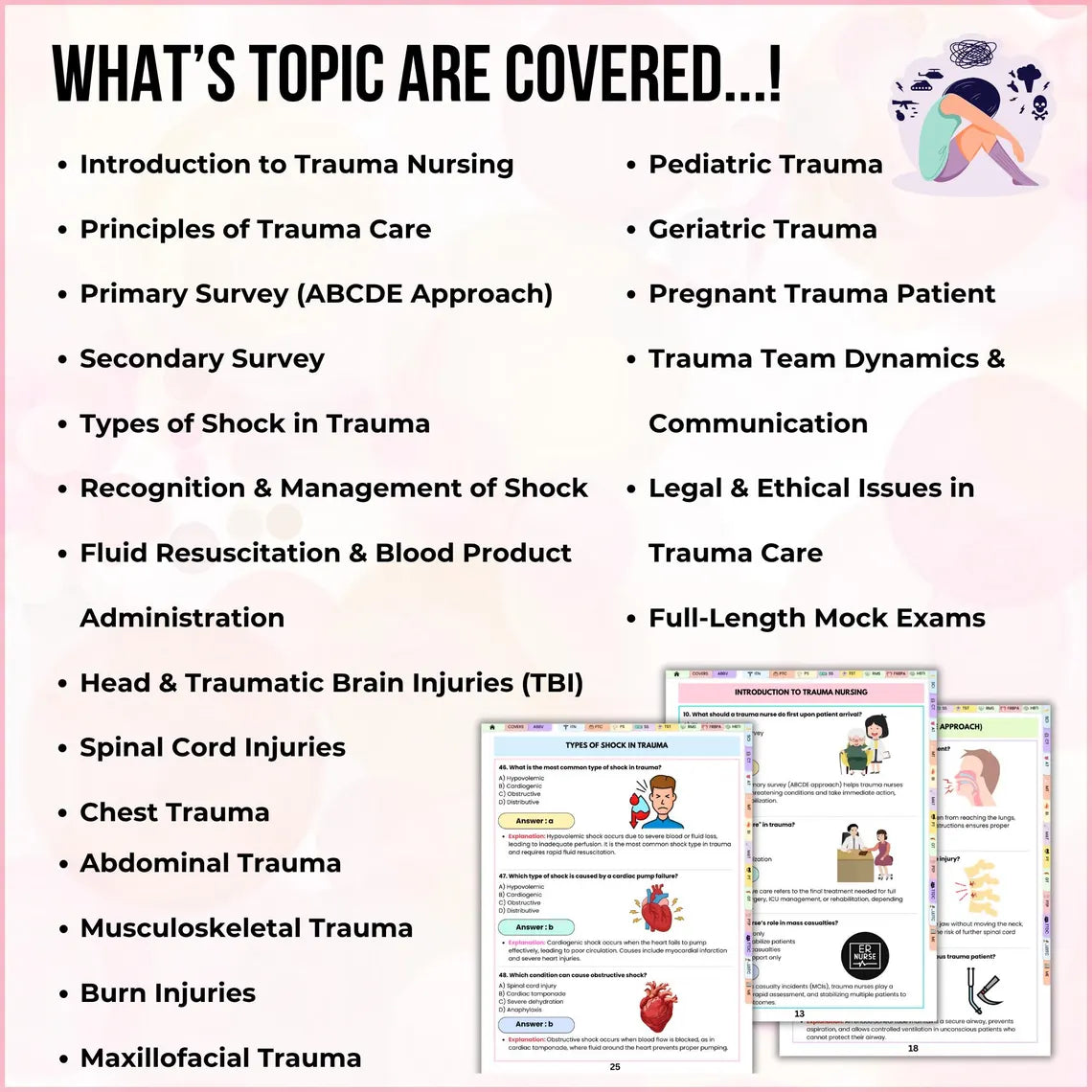 Trauma & Emergency Nursing Study Guide | Practice Questions for ER Nurses | Digital Hyperlinked PDF