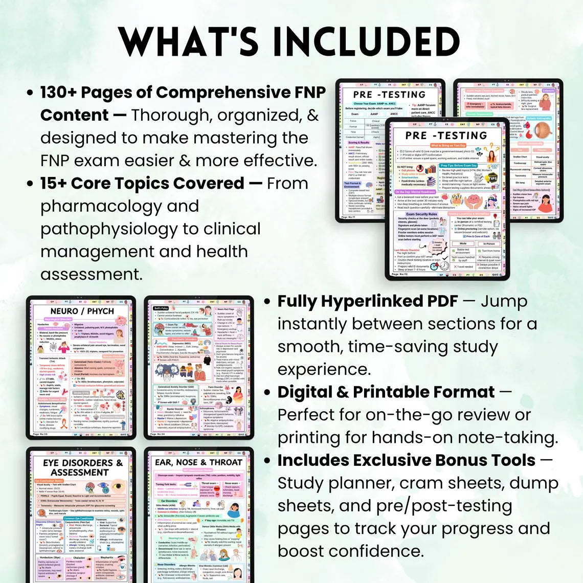 Family Nurse Practitioner Study Guide | Nursing Study Resource | 130+ Pages FNP Learning Notes | Printable NP Study Material