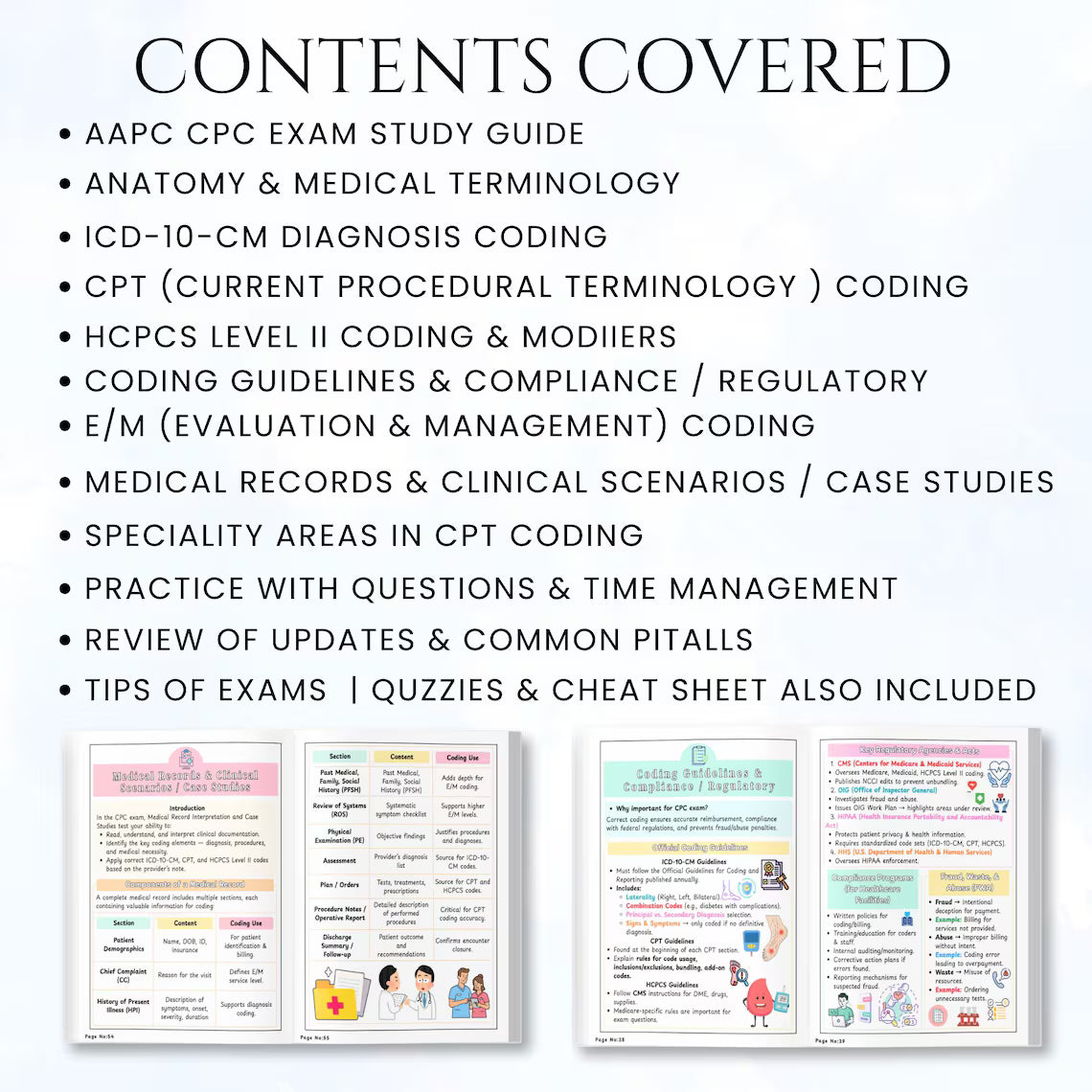Medical Coding Study Guide Physical Book | ICD-10 CPT Coding Reference | Anatomy & Medical Terminology | Nursing Students | Free Gift