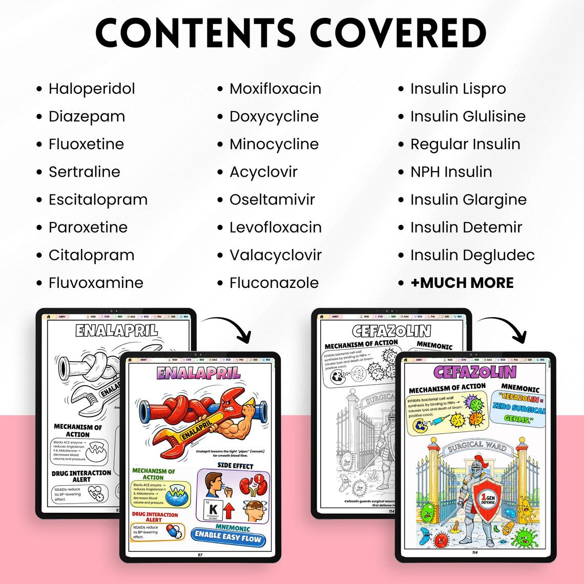 Nursing Pharmacology Coloring Book (Physical) | 200+ Drugs | 220+ Pages | Nursing Exam Prep Study Guide