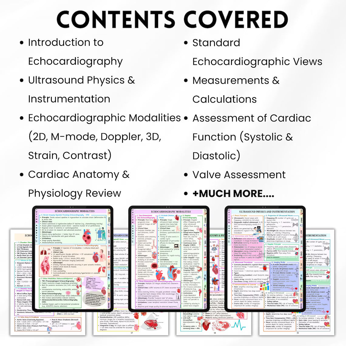 Echocardiography Study Guide Physical Book | Echo Student Resource | Heart Ultrasound Study Aid | Ultrasound Physics Notes