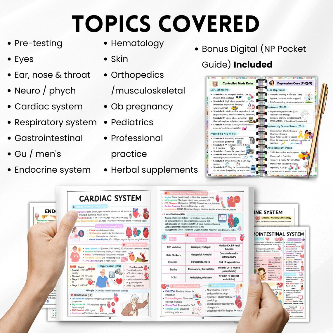 Family Nurse Practitioner Study Guide | FNP Physical Book | Nursing School Exam Prep | Free Digital NP Pocket Guide Included