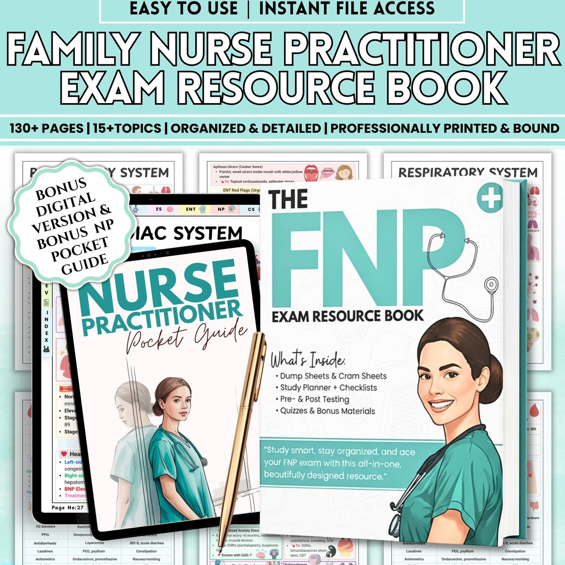 Family Nurse Practitioner Study Guide | FNP Physical Book | Nursing School Exam Prep | Free Digital NP Pocket Guide Included