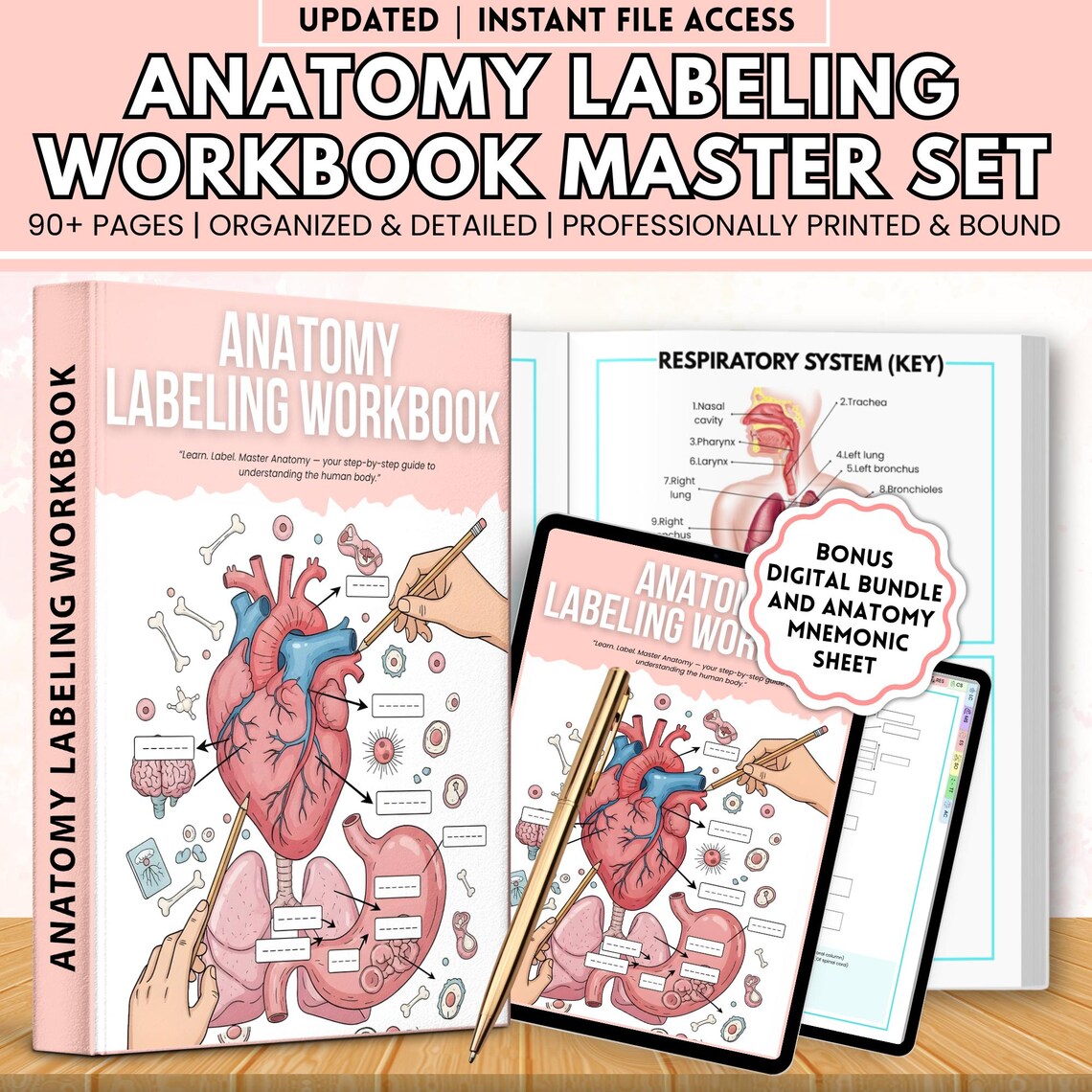 Anatomy Labeling Workbook Physical Book | Human Body Systems Study Guide | Nursing School Resource