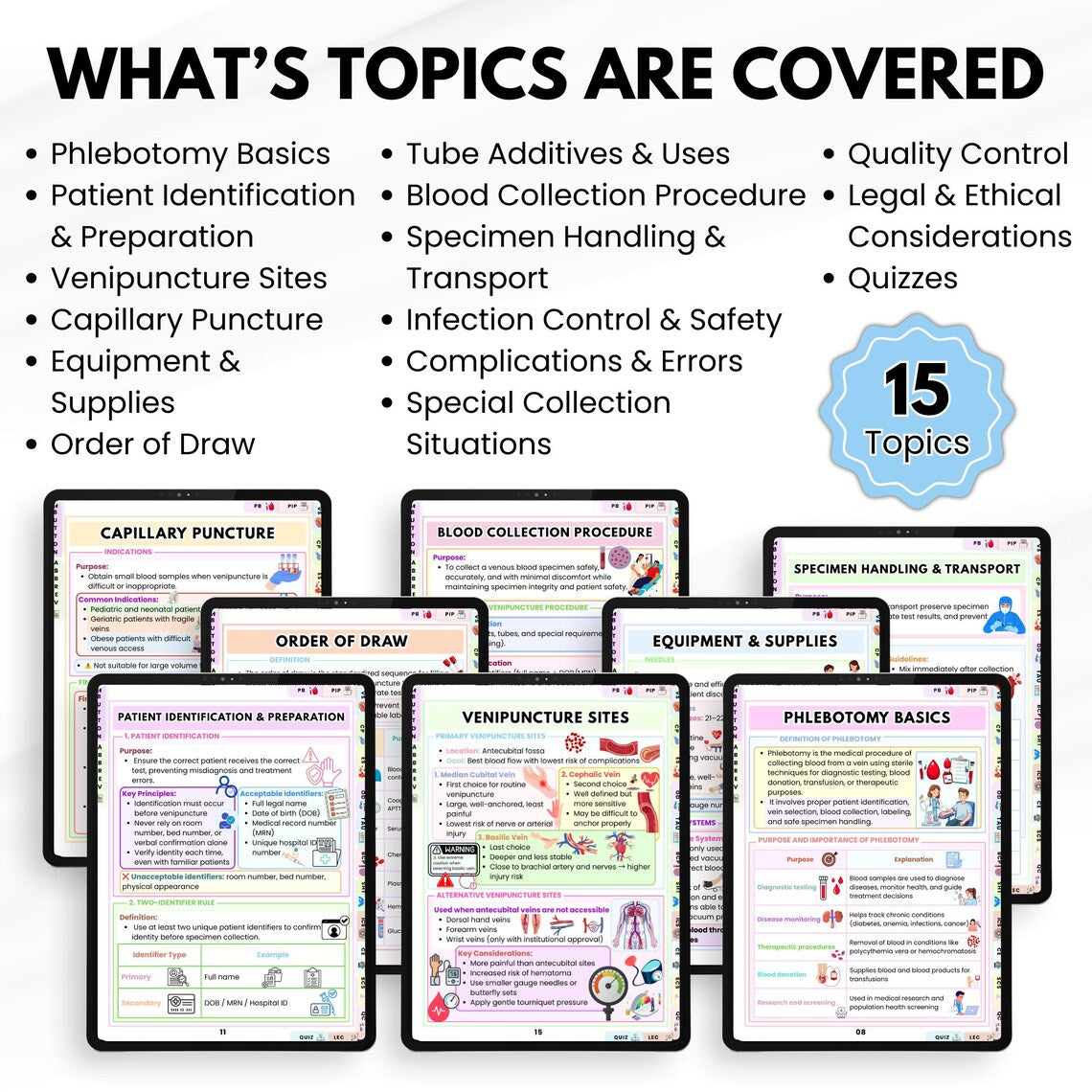 Phlebotomy Reference Guide PDF | Venipuncture Study Notes | Blood Draw & Order of Draw Chart