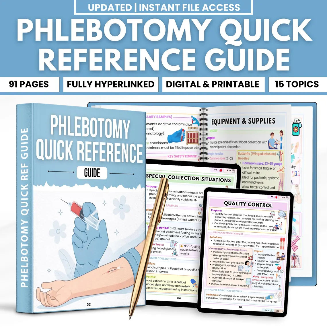 Phlebotomy Reference Guide PDF | Venipuncture Study Notes | Blood Draw & Order of Draw Chart