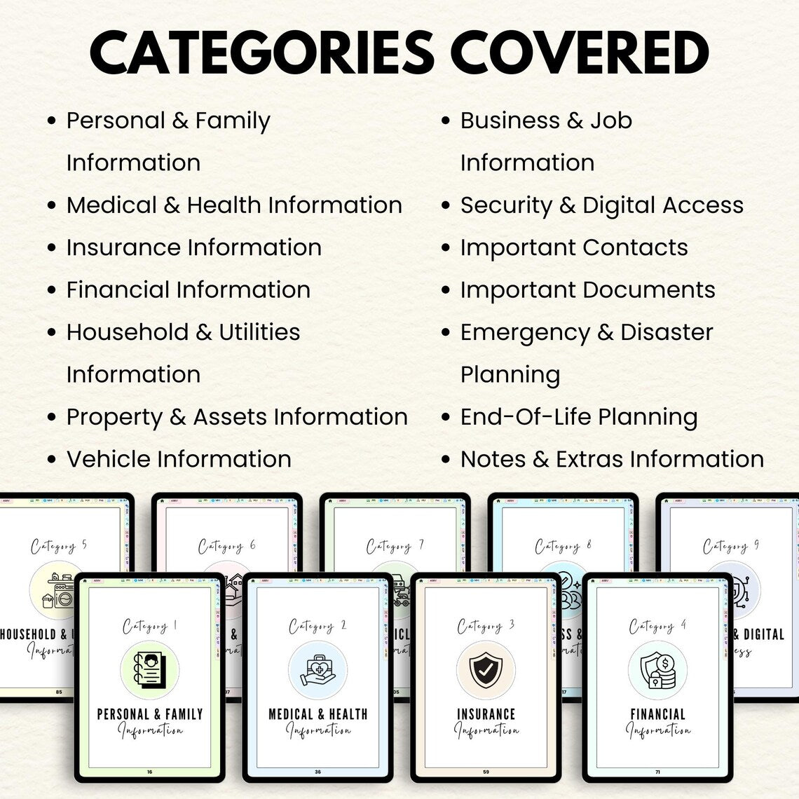 Emergency Planner Printable | Family Life Organizer | Medical Financial Contacts Planner | Emergency Binder PDF | Digital Download