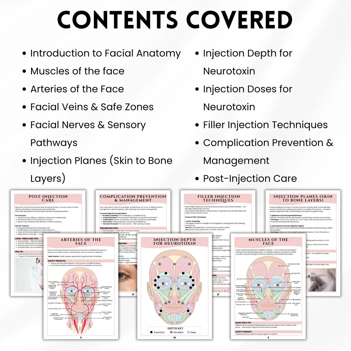 Injector Anatomy Guide Bundle | Facial Anatomy for Injectors | Neurotoxin & Filler Guide | Printed Book + Digital PDF + Log Sheet