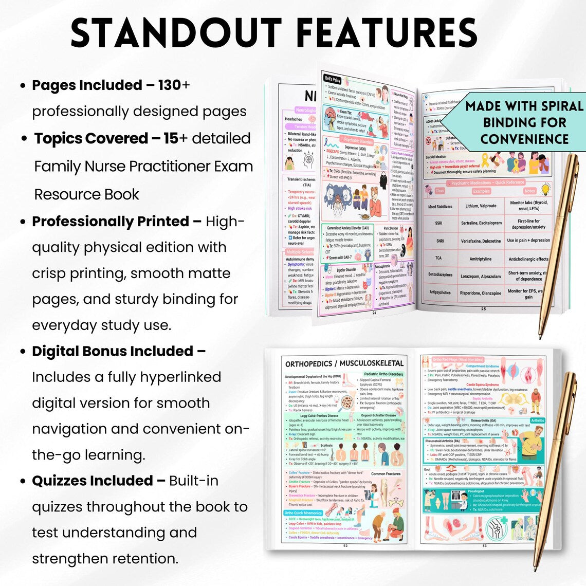Family Nurse Practitioner Study Guide | FNP Physical Book | Nursing School Exam Prep | Free Digital NP Pocket Guide Included