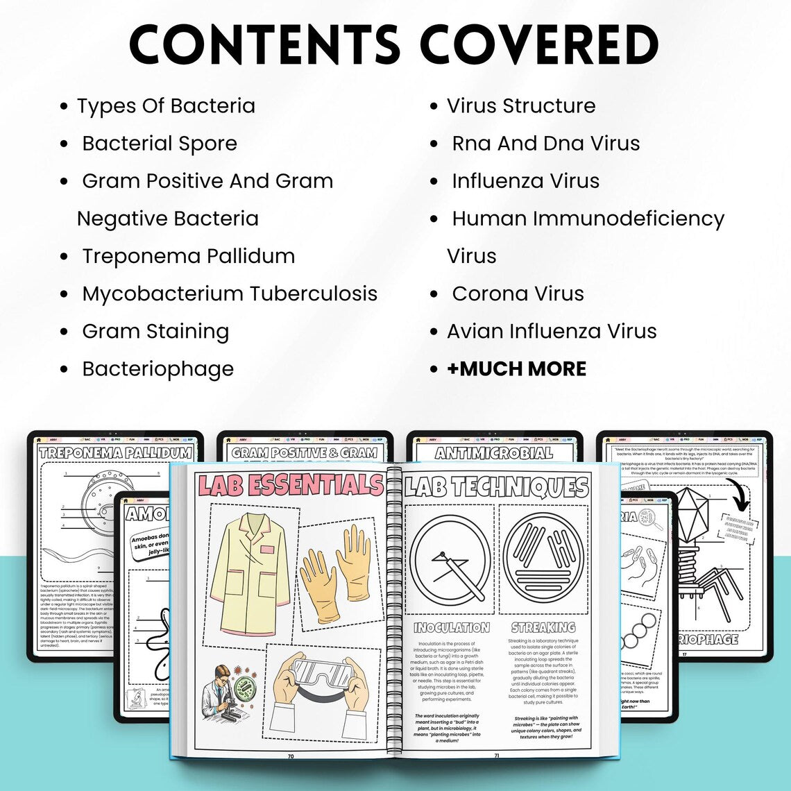 Microbiology Coloring Book Bundle | 75+ Pages Study Guide | Nursing & Medical Students | Physical Book + Digital PDF Bonus