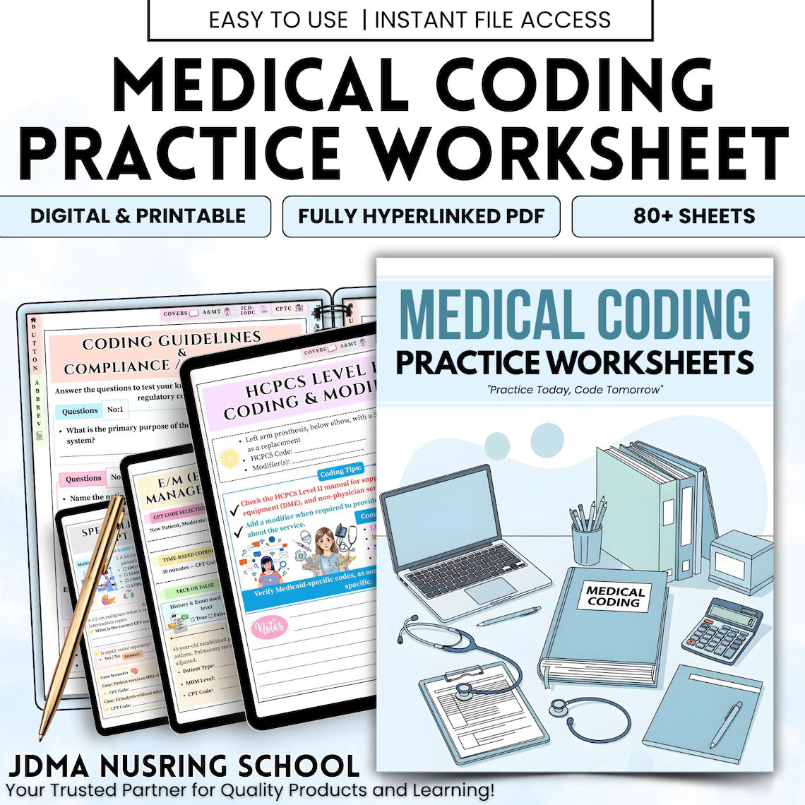Medical Coding Practice Worksheets – 80+ Sheets (Hyperlinked PDF)
