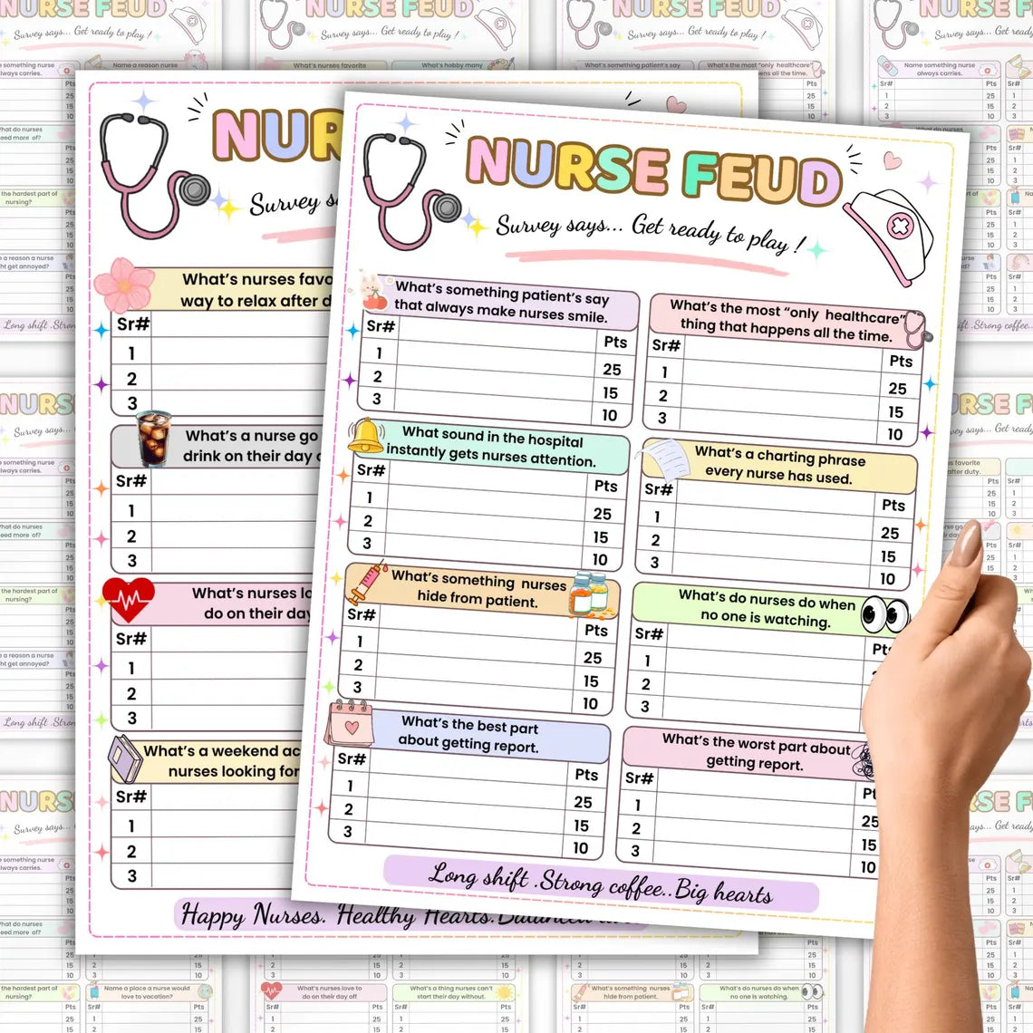 Nursing Feud Game Printable | Nursing School Game for Students | Nurse Appreciation Week Activity | Healthcare Staff | Digital Download
