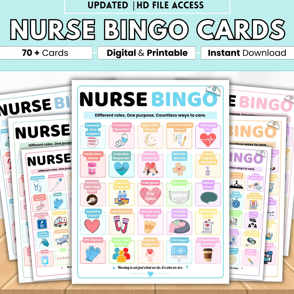 Nurse Bingo Game for Nursing Students | 87 Pages Printable Nursing Bingo | Healthcare Classroom Activity | Instant Download PDF