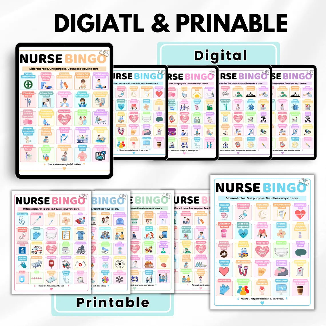 Nurse Bingo Game for Nursing Students | 87 Pages Printable Nursing Bingo | Healthcare Classroom Activity | Instant Download PDF
