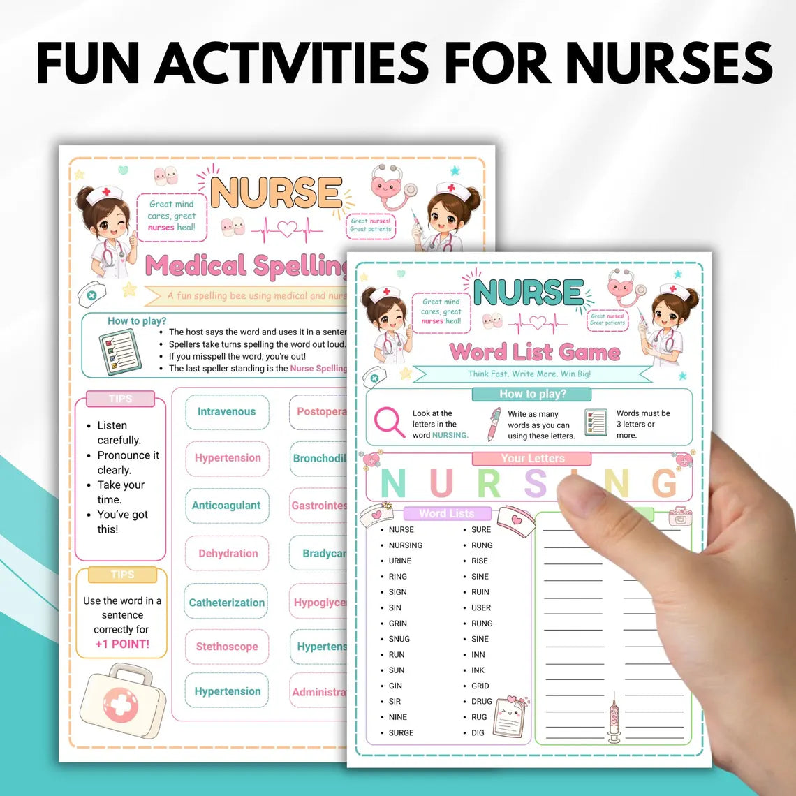Nurse Games Bundle Printable | 60 Nursing School Trivia Games | Medical Party Activities | Instant Download PDF