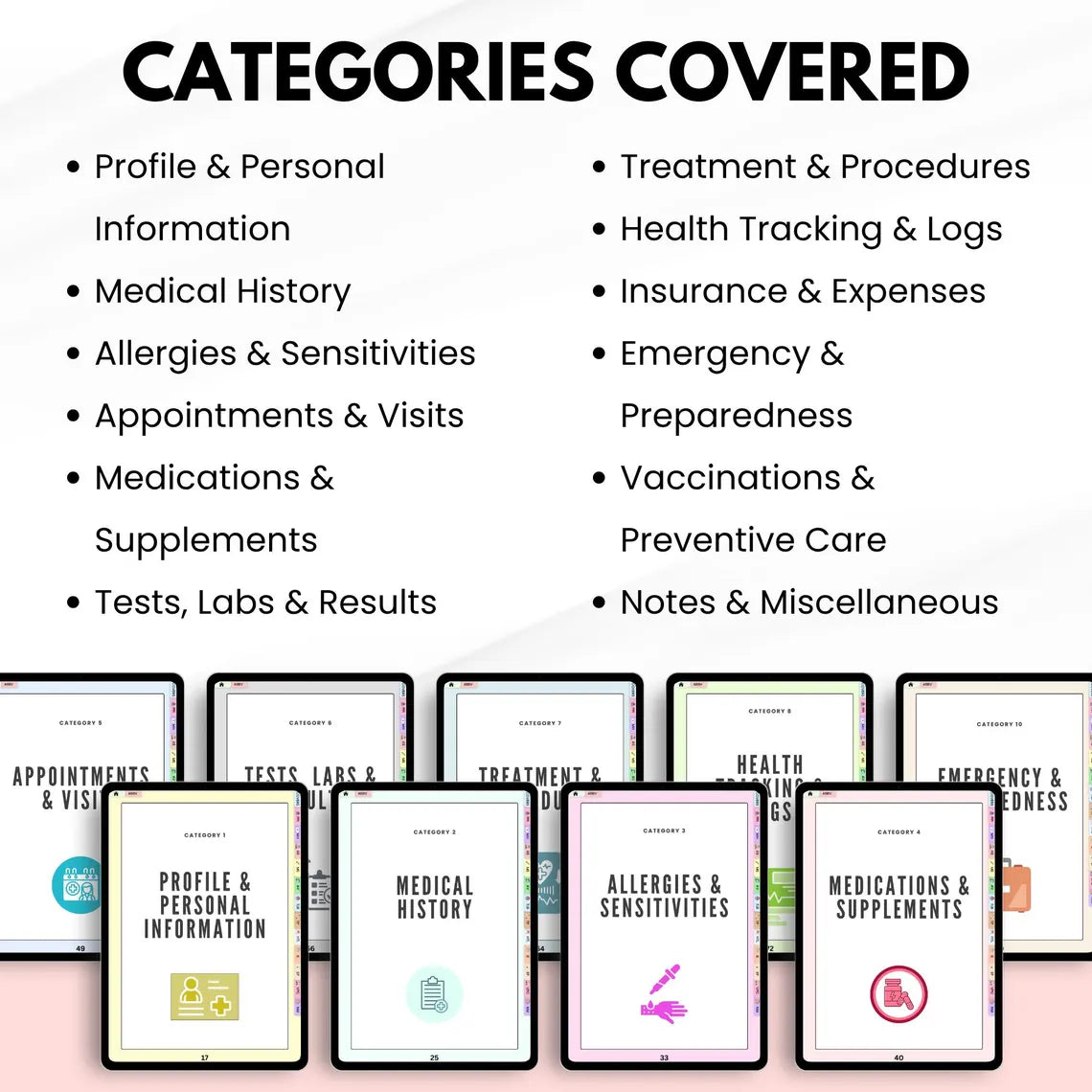 Ultimate Medical Binder Book | Medical Records Organizer | Family Health Planner | Emergency Information Binder | Medical History Tracker