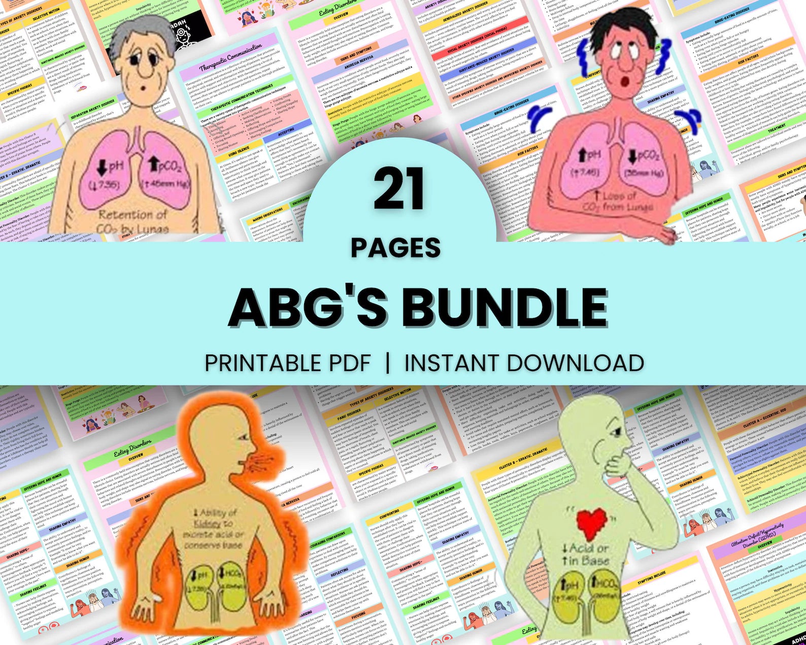ABGs Bundle 21 Pages | Nursing Study Guide | Arterial Blood Gases | Nursing Notes | (ABGs) Study Guide | Pharmacology Study Guide