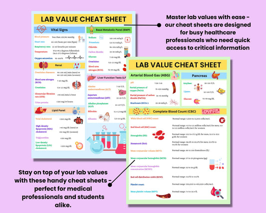 Lab Values Cheat Sheet 3 Pages | Nursing Note | Nurse Cheat Sheet | Instant Download | Printable PDF | Study Guide