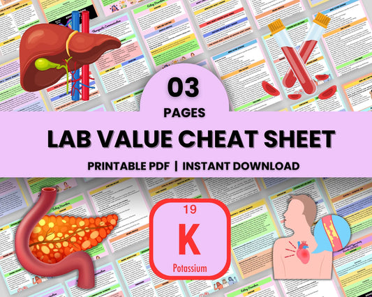 Lab Values Cheat Sheet 3 Pages – Nursing Note (Printable PDF)