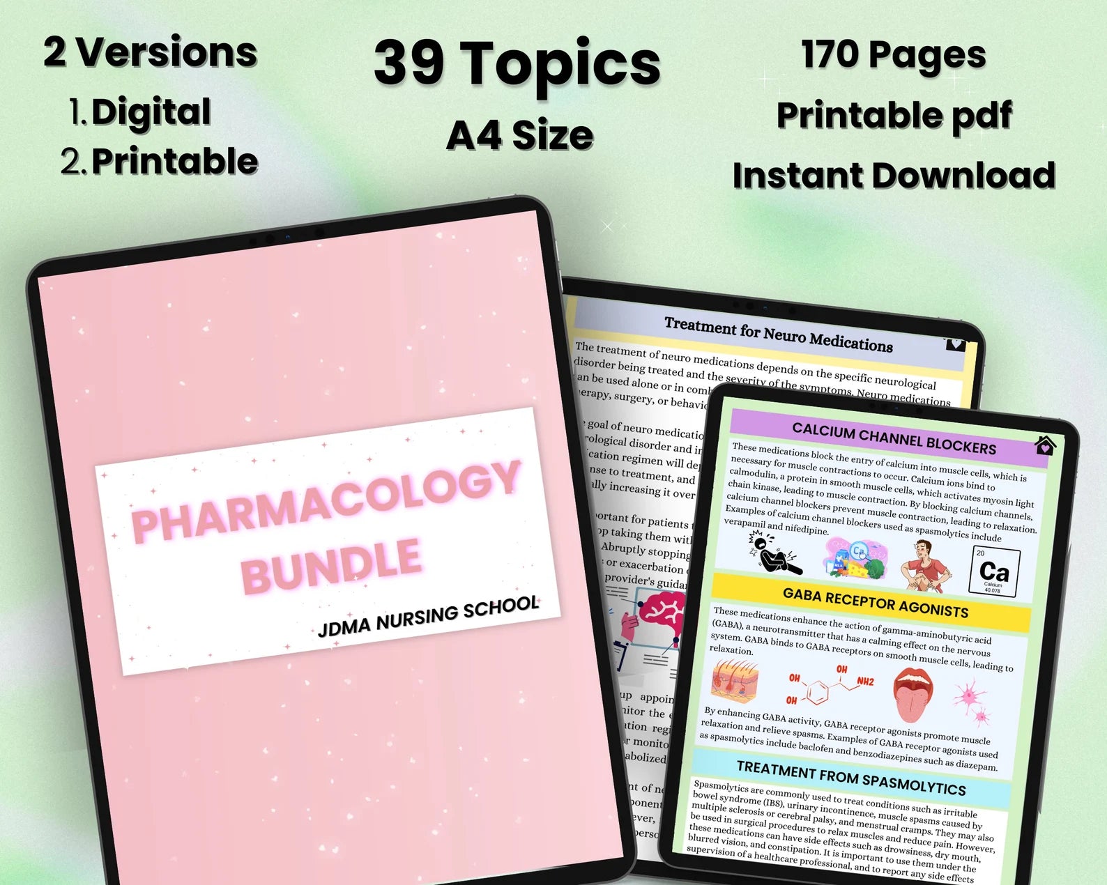 Pharmacology Bundle 170 Pages | Fully Hyperlinked & Printable PDF | Nursing School Notes | Nurse Report Sheet | Medication Guide