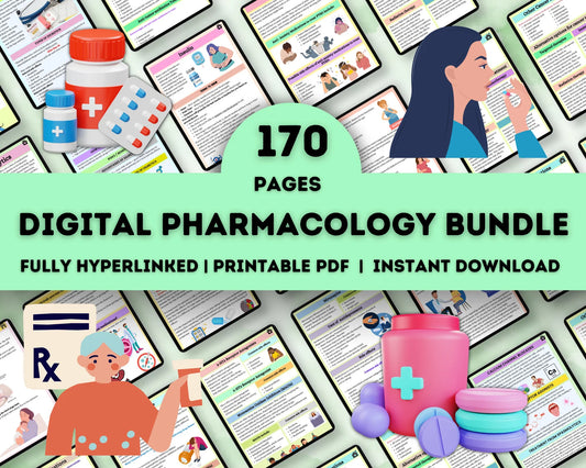 Pharmacology Study Guide – 170-Page Nursing Notes Bundle (Hyperlinked PDF)