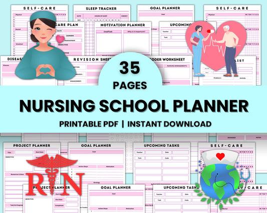 Nursing School Planner – 35-Page Printable Student Planner (PDF)