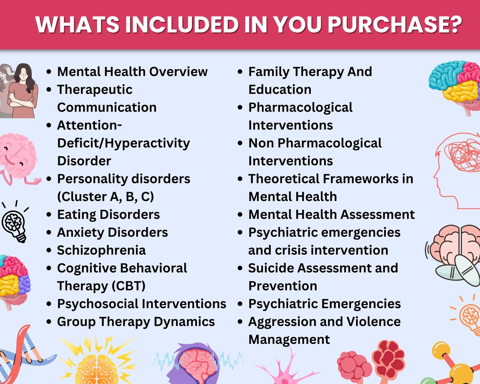 Mental Health Disorder Bundle with Flashcards or Stickers | Nursing Study Guide | Digital Download | Mental Health Study | Psychologist Tool