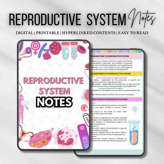 Reproductive System Notes Fully Hyperlinked 30+ Sheets (Hyperlinked PDF)