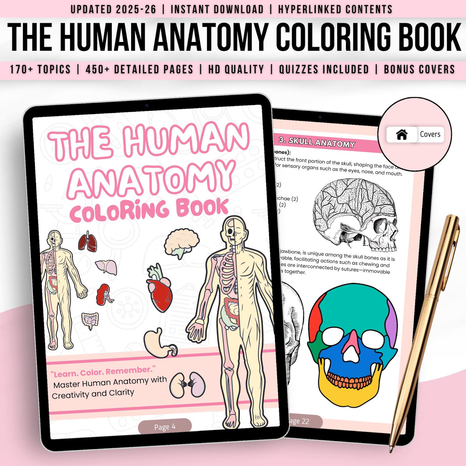 Human Anatomy Coloring Book, Anatomy Study Aid, Body Systems Coloring, Medical Coloring Book, Anatomy Coloring Pages, Instant Download